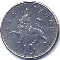 イギリス旧１０ペンス硬貨裏