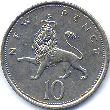 イギリス旧１０ペンス硬貨裏
