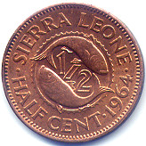 シエラレオネ旧１／２セント硬貨裏