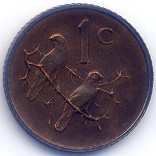 南アフリカ旧１セント硬貨裏