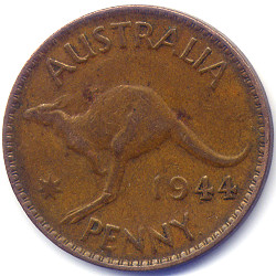 オーストラリア旧１ペニー硬貨裏
