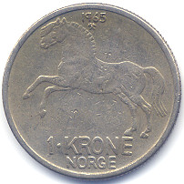 ノルウェー旧１クローネ硬貨裏