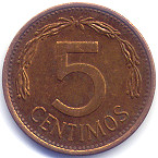 ベネズエラ旧５センティモ硬貨裏