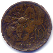 イタリア旧１０チェンテシミ硬貨裏