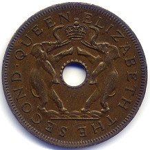 旧英領ローデシア・ニヤサランド連邦旧１ペニー硬貨表