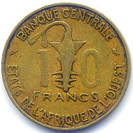 旧フランス領西アフリカ旧２５フラン硬貨裏