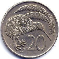 ニュージランド旧２０セント硬貨裏