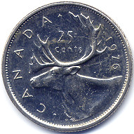 カナダ旧２５セント硬貨裏