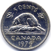 カナダ旧５セント硬貨裏