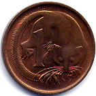 オーストラリア旧１セント硬貨裏