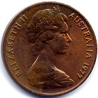 オーストラリア旧１セント硬貨表